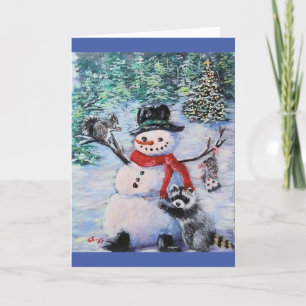 Schneemann, Eichhörnchen, Waschbär, Opossum Leere Karte