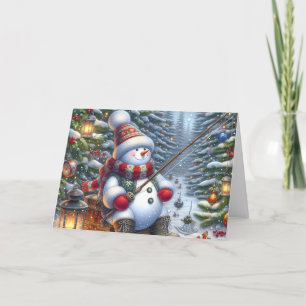 Schneemann-Eisfischen Weihnachten