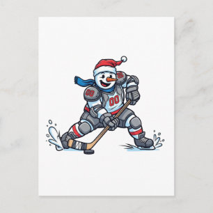 Schneemann Eishockey Weihnachten 2026 Feiertags Sp Postkarte