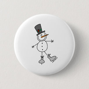 Schneemann Eislaufen Button