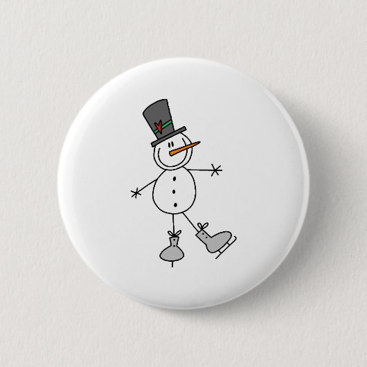 Schneemann Eislaufen Button (Vorderseite)