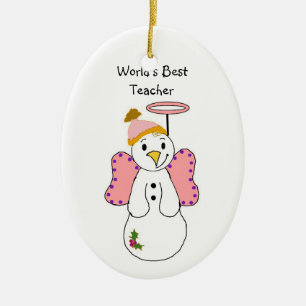 Schneemann Engel Bester Lehrer der Welt Keramik Ornament