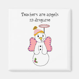 Schneemann Engel mit Lehrer Spruch Magnet