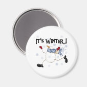 Schneemann Es ist Winter Magnet (Vorderseite/Rückseite)