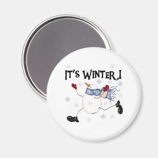Schneemann Es ist Winter Magnet (Vorderseite/Rückseite)