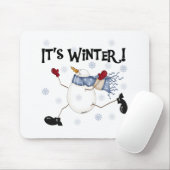 Schneemann Es ist Winter Mousepad (Mit Mouse)