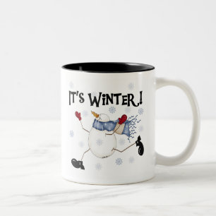 Schneemann Es ist Winter Zweifarbige Tasse
