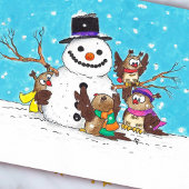 Schneemann-Eulen-Postkarte Postkarte
