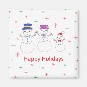 Schneemann-Familie frohe Feiertage Magnet