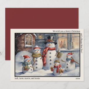 Schneemann Familie Frohe Weihnachten Glückliches N