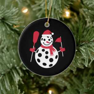 Schneemann-Familie mit Weihnachtsmannmütze Weihnac Keramik Ornament