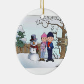 Schneemann-Familie - Paar Keramik Ornament (Rechts)