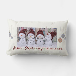 Schneemann Familie personalisierte Weihnachten wer Lendenkissen