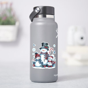 Schneemann Familie Weihnachten Winter Urlaub Aufkleber