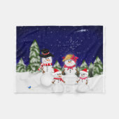 Schneemann-Familien-Winter Fleecedecke (Vorderseite (Horizontal))
