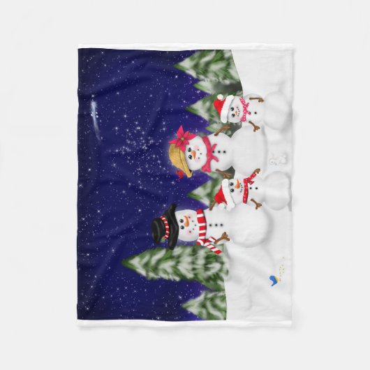 Schneemann-Familien-Winter Fleecedecke (Vorderseite)