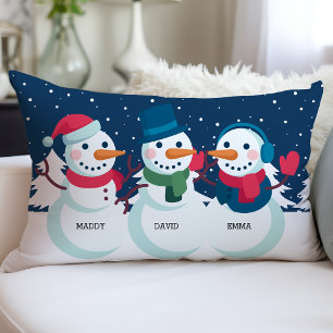 Schneemann-Familienname Süße Weihnachtsferien Lendenkissen