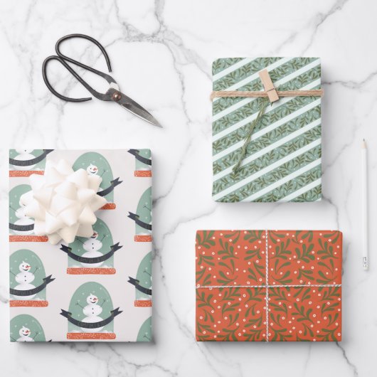 Schneemann-Feiertag Geschenkpapier Set (Vorderseite)