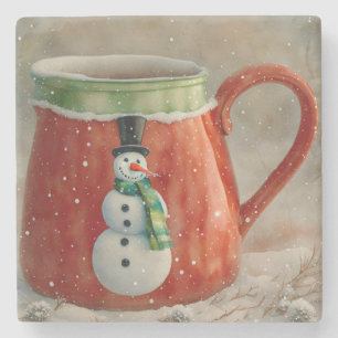 Schneemann Feiertags Weihnachten Kunst Untersetzer