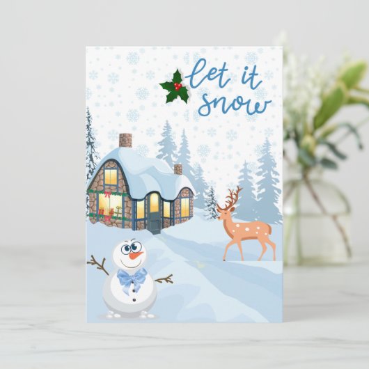 Schneemann Feiertagskarte (Stehend Vorderseite)