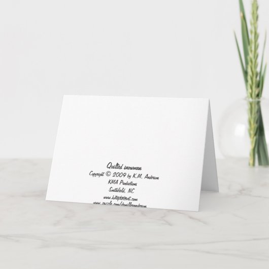 Schneemann Feiertagskarte (Rückseite)