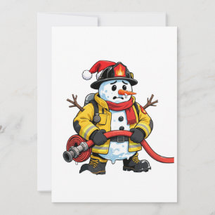Schneemann-Feuerwehrmann-Weihnachten 2026 Lustiger Karte
