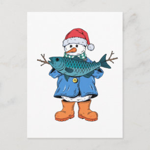 Schneemann Fischer Weihnachten 2026 Urlaubsfische Postkarte