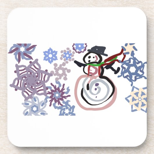 Schneemann Freude Getränkeuntersetzer (Vorderseite)