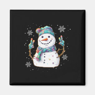 Schneemann-Friedenszeichen-Weihnachten-Schnee-Fros Magnet