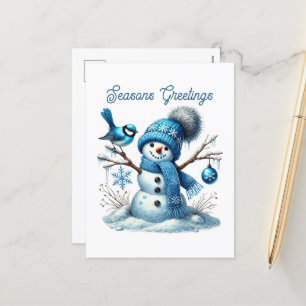 Schneemann-Frohe Festtage Feiertagspostkarte
