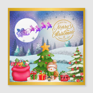 Schneemann Frohe Weihnachten Baum Geschenk & Frohe Magnetkarte