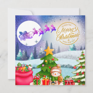 Schneemann Frohe Weihnachten Baum Geschenk & Glück Karte