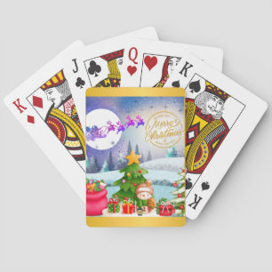 Schneemann Frohe Weihnachten Baum Geschenk & Glück Spielkarten
