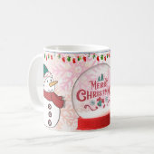 Schneemann Frohe Weihnachten Kaffeetasse (Vorderseite Links)