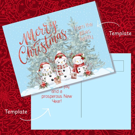 Schneemann Frohe Weihnachten Postkarte