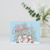 Schneemann Frohe Weihnachten Postkarte (Stehend Vorderseite)