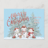 Schneemann Frohe Weihnachten Postkarte (Vorderseite)