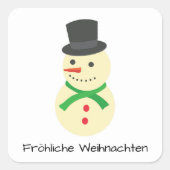Schneemann Fröhliche Weihnachten Quadratischer Aufkleber (Vorderseite)