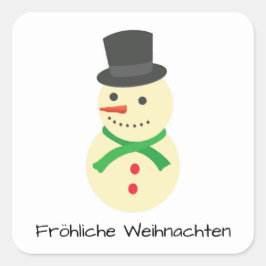 Schneemann Fröhliche Weihnachten Quadratischer Aufkleber