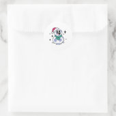 Schneemann Fußball Runder Aufkleber (Tasche)