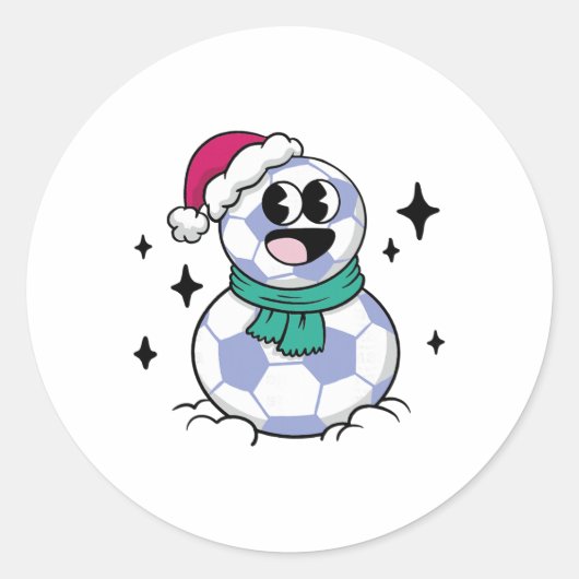 Schneemann Fußball Runder Aufkleber (Vorderseite)