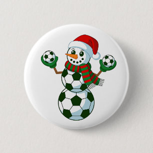Schneemann Fußball Weihnachten Sportliebhaber  Button