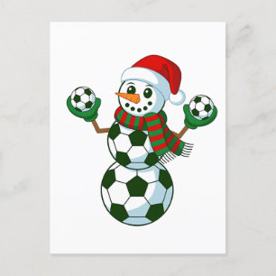 Schneemann Fußball Weihnachten Sportliebhaber  Einladungspostkarte