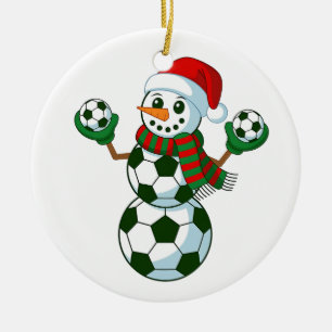 Schneemann Fußball Weihnachten Sportliebhaber  Keramik Ornament