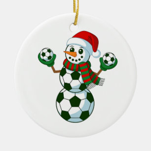 Schneemann Fußball Weihnachten Sportliebhaber  Keramik Ornament