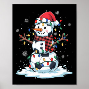 Schneemann Fußballspieler Weihnachtsmann Hut Weihn Poster
