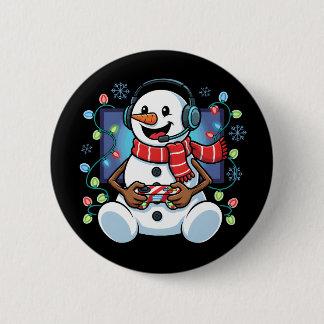 Schneemann-Gamer in Schnee Button