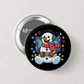 Schneemann-Gamer in Schnee Button (Vorne & Hinten)