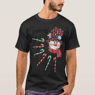 Schneemann Gammi Zuckerstange Rot kariert Weihnach T-Shirt
