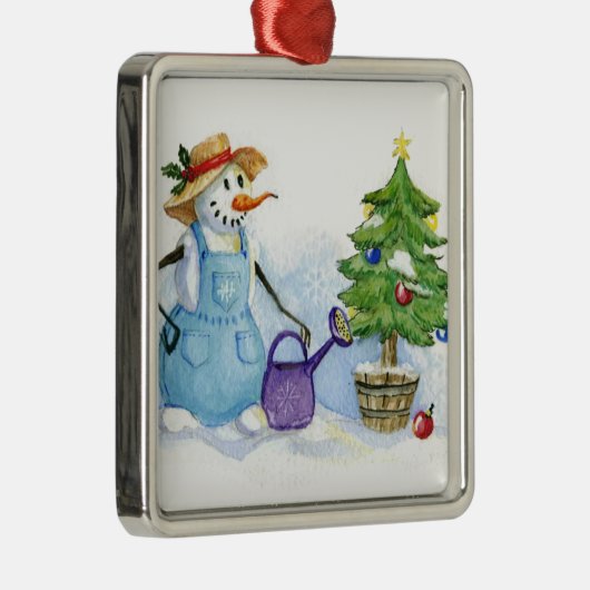 Schneemann-Gärtner Silbernes Ornament (Rechts)